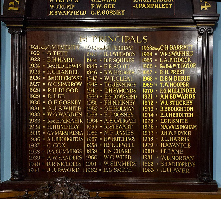 P&A Craft Honours board from 1860