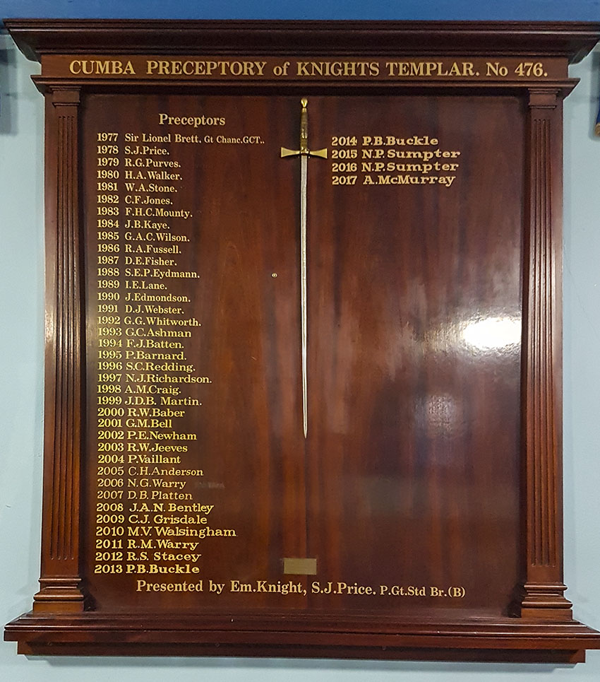 P&A Craft Honours board from 1860